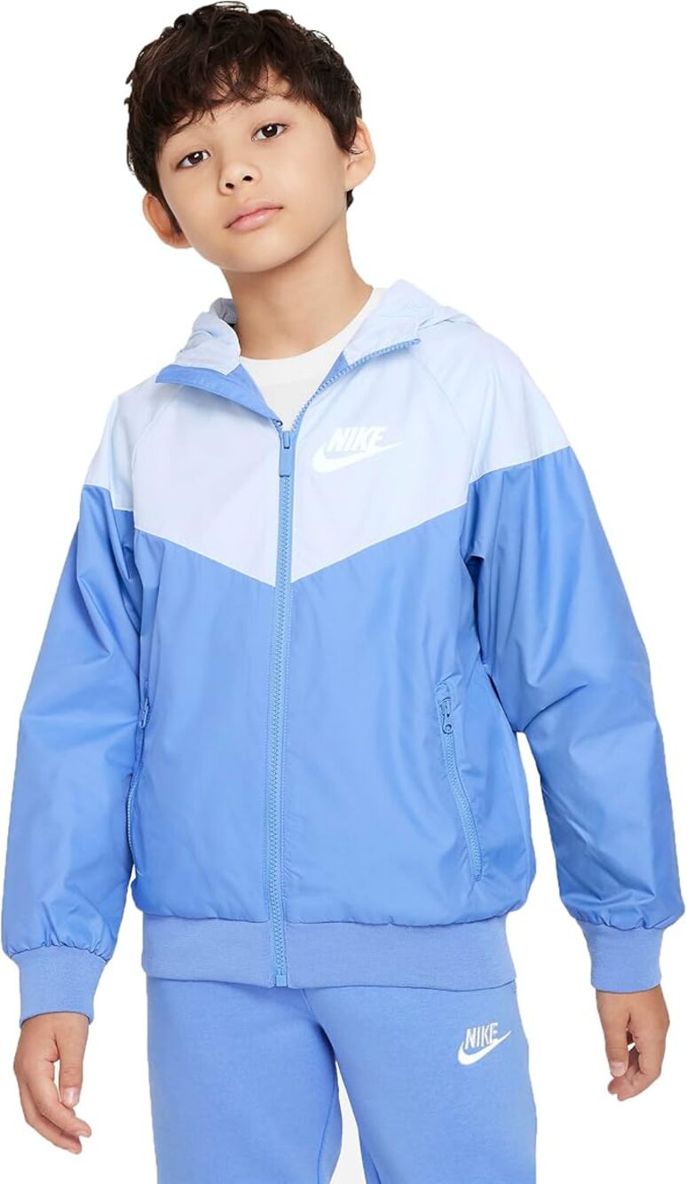 Nike Boys Windrunner Water Repellent Jacket Polar Blue White Activewear NWT M